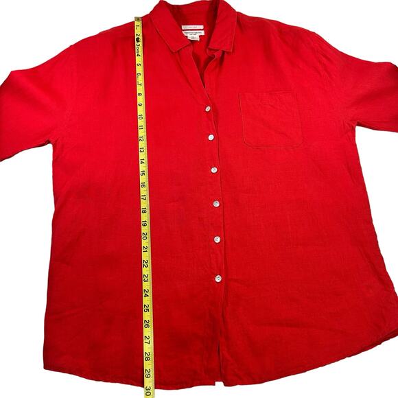 Christian Siriano Linen Shirt Women Medium Bright Red Oversized Minimalist Tunic - Picture 15 of 16
